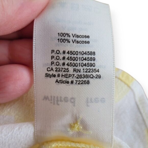 Yellow/White Leaf Print Viscose Button-Up Aritzia Wilfred L - Picture 8 of 10